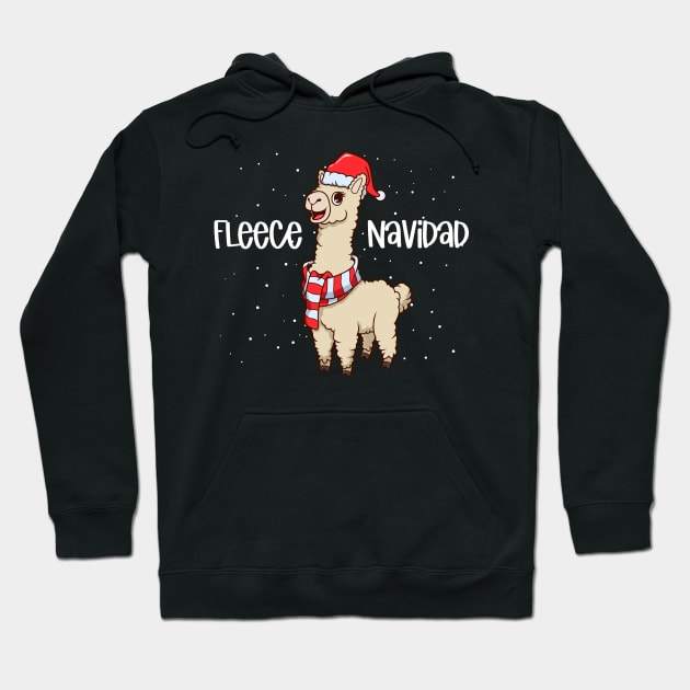 Christmas llama - Fleece Navidad Hoodie by Modern Medieval Design